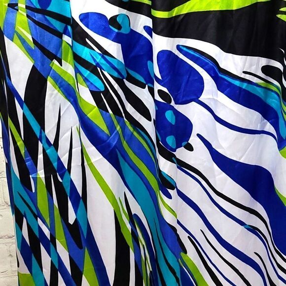 My Michelle One Shoulder Peacock Maxi Dress Colorful Satin Sweetheart Rosette - Picture 6 of 15